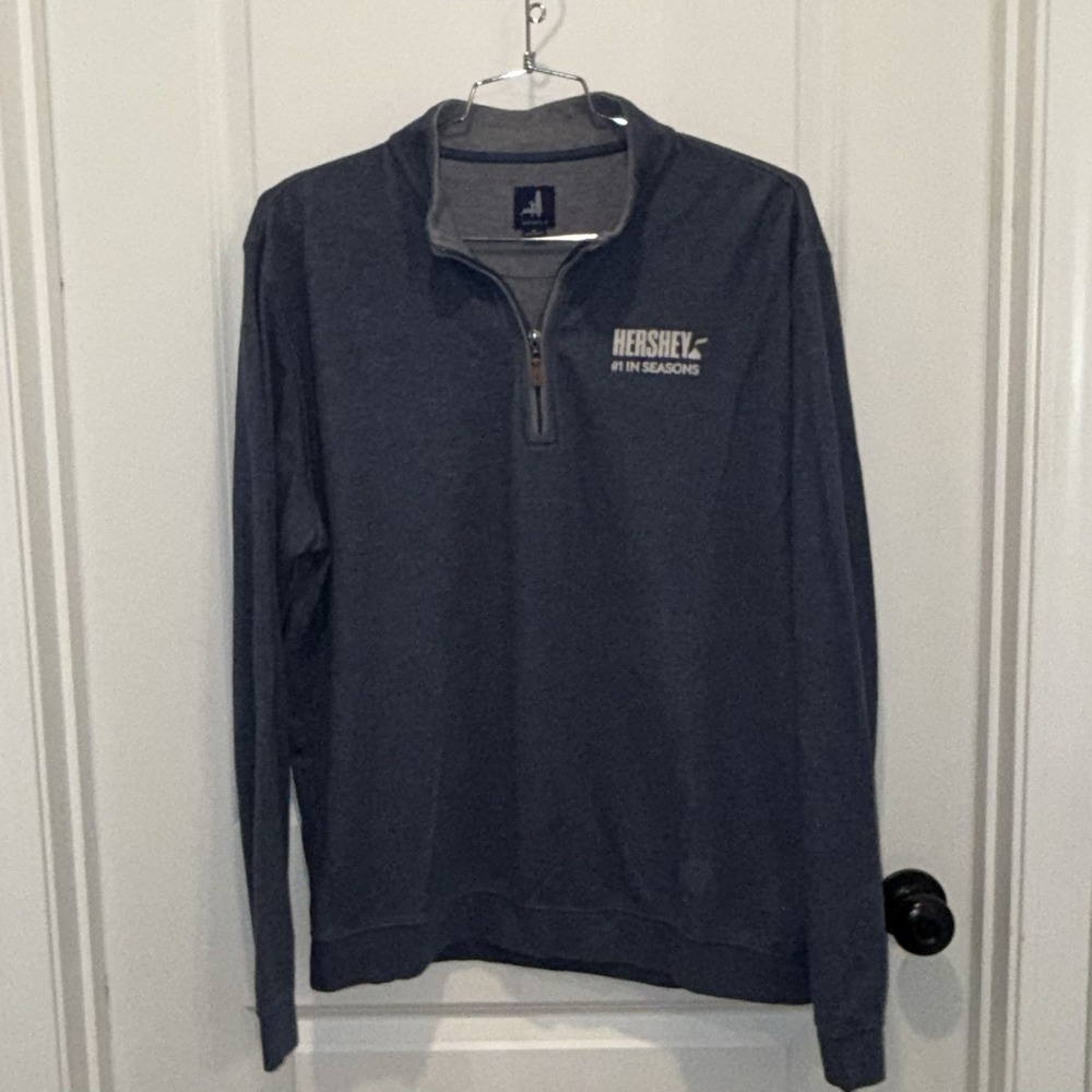 Johnnie-O Pullover Mens XL Blue Quarter Zip Hershey Logo Golf Performance - Picture 2 of 8